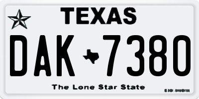 TX license plate DAK7380