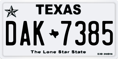 TX license plate DAK7385