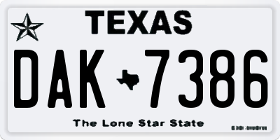 TX license plate DAK7386