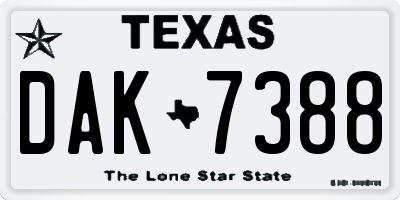 TX license plate DAK7388