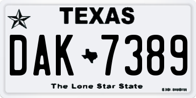 TX license plate DAK7389