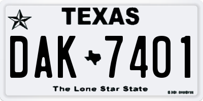TX license plate DAK7401