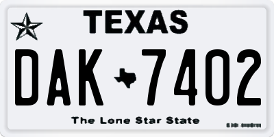 TX license plate DAK7402