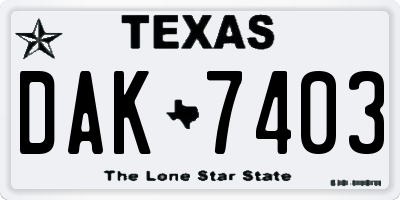 TX license plate DAK7403
