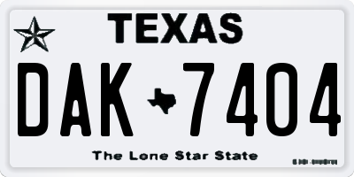 TX license plate DAK7404