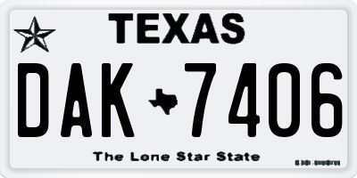 TX license plate DAK7406