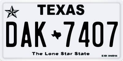 TX license plate DAK7407
