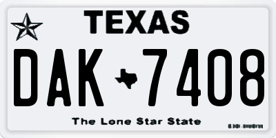 TX license plate DAK7408