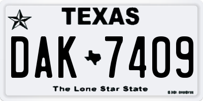 TX license plate DAK7409