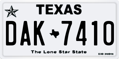 TX license plate DAK7410