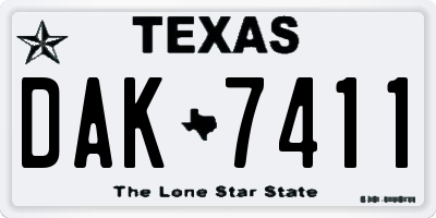 TX license plate DAK7411