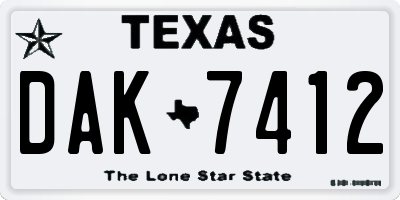 TX license plate DAK7412