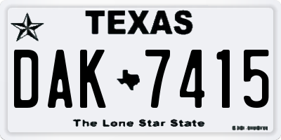 TX license plate DAK7415