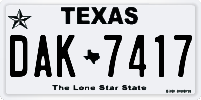 TX license plate DAK7417