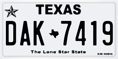 TX license plate DAK7419
