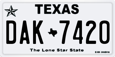 TX license plate DAK7420