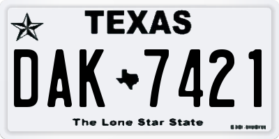 TX license plate DAK7421