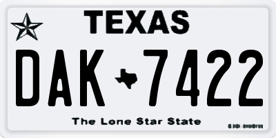 TX license plate DAK7422