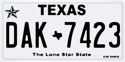 TX license plate DAK7423