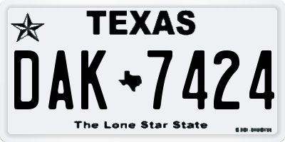TX license plate DAK7424