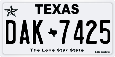 TX license plate DAK7425