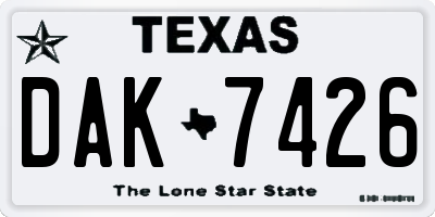 TX license plate DAK7426