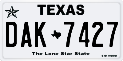 TX license plate DAK7427