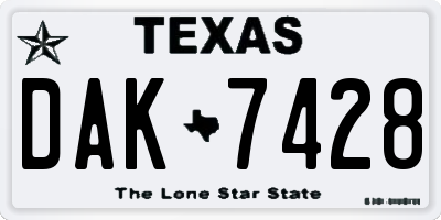 TX license plate DAK7428
