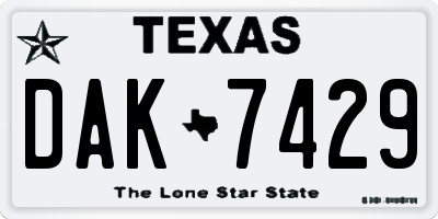 TX license plate DAK7429