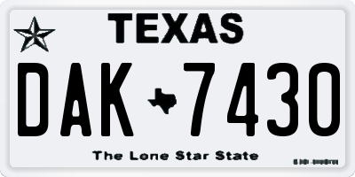 TX license plate DAK7430