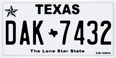 TX license plate DAK7432