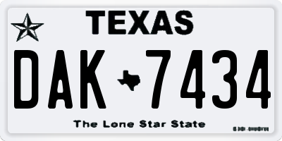 TX license plate DAK7434