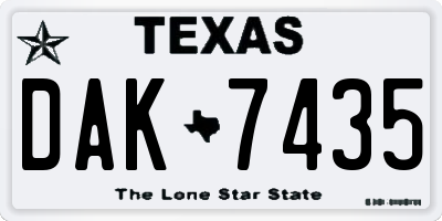 TX license plate DAK7435