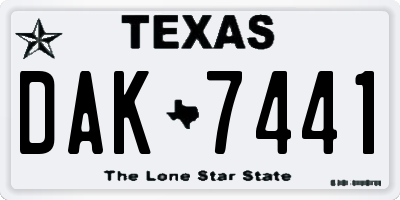 TX license plate DAK7441