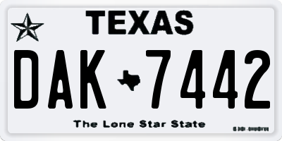 TX license plate DAK7442