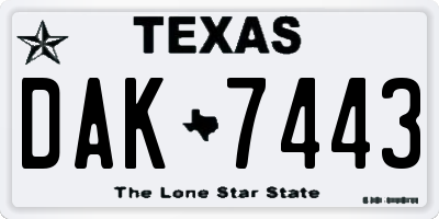 TX license plate DAK7443