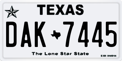 TX license plate DAK7445
