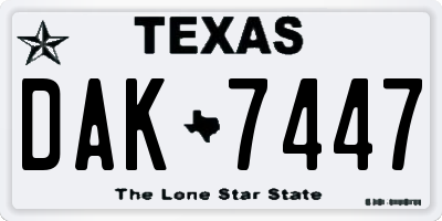 TX license plate DAK7447