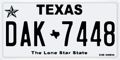 TX license plate DAK7448