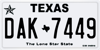 TX license plate DAK7449