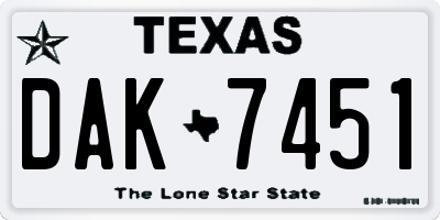 TX license plate DAK7451