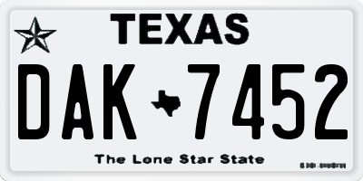 TX license plate DAK7452
