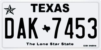 TX license plate DAK7453
