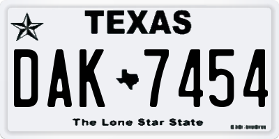 TX license plate DAK7454