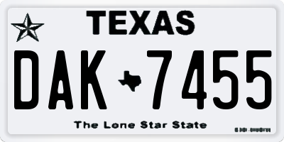 TX license plate DAK7455