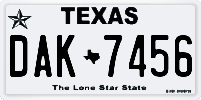 TX license plate DAK7456