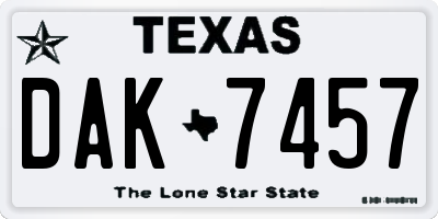 TX license plate DAK7457