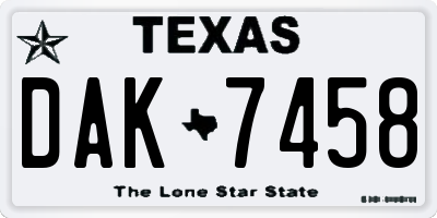 TX license plate DAK7458