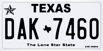 TX license plate DAK7460
