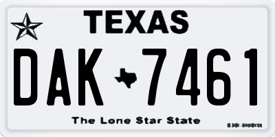 TX license plate DAK7461